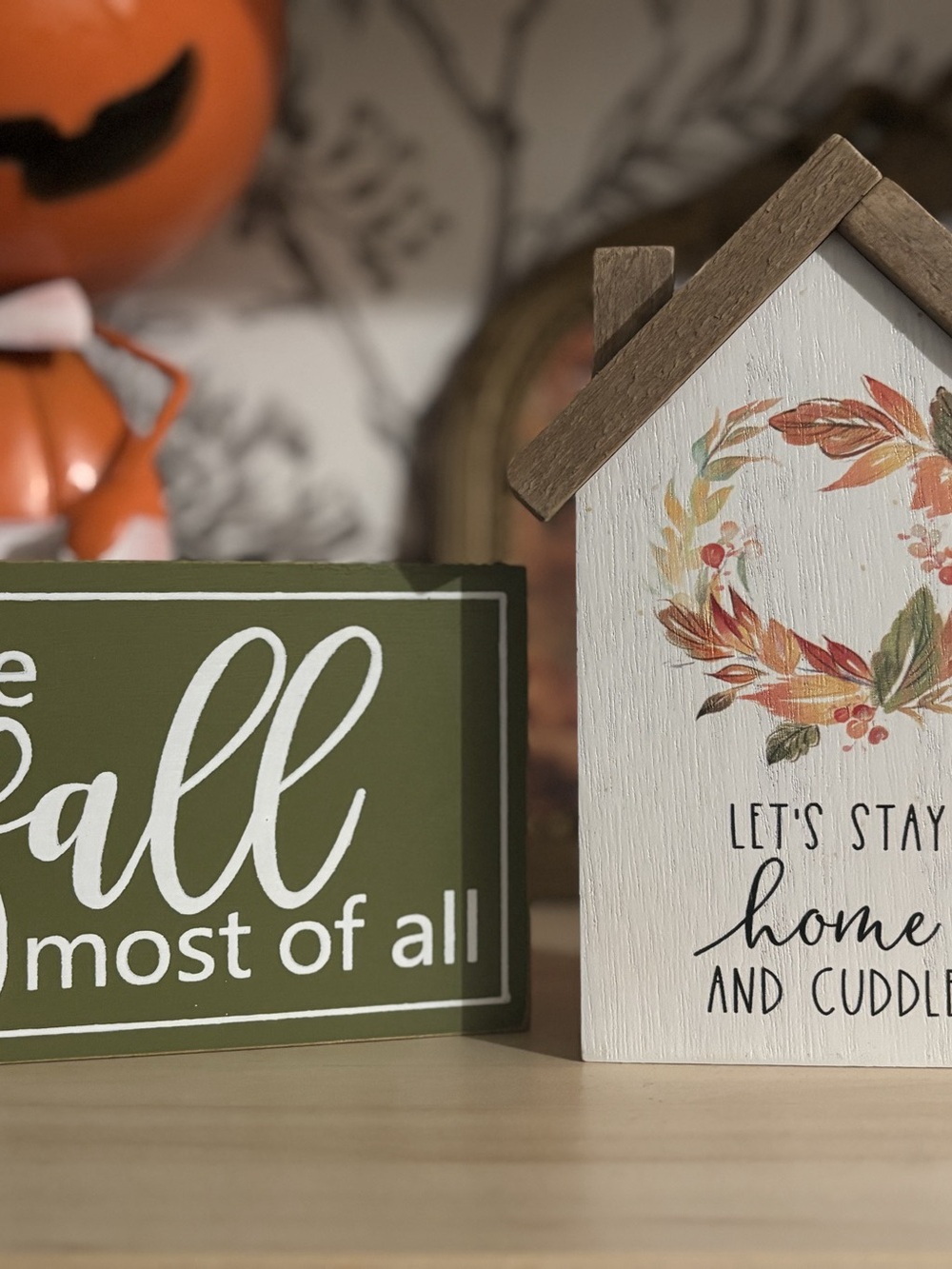 Fall & Home Cuddle Decor Sign Set, Green & White
